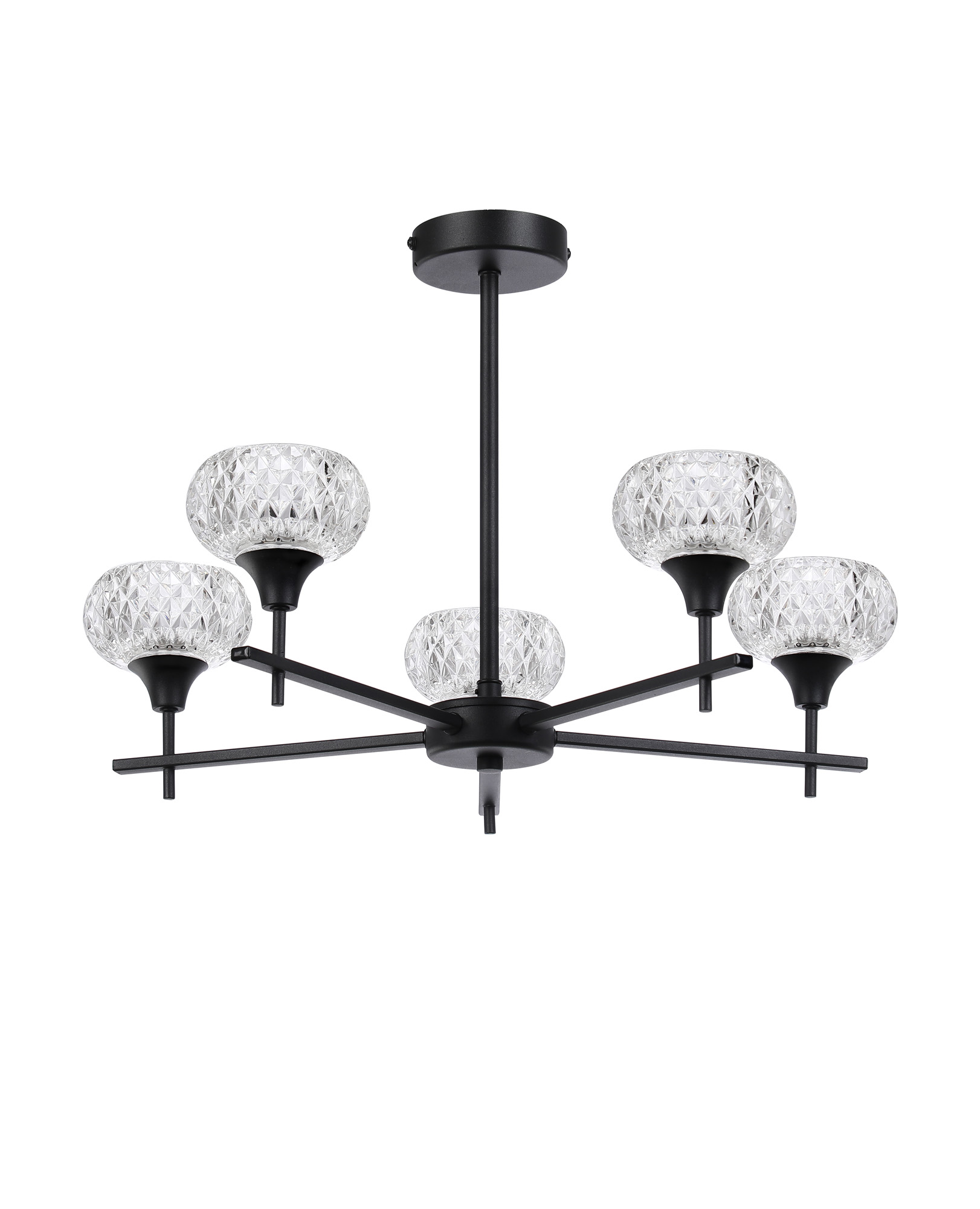 Aria Glass Fixed Pendant 5 Light IP44 Satin Black D0847BL  Deco Aria